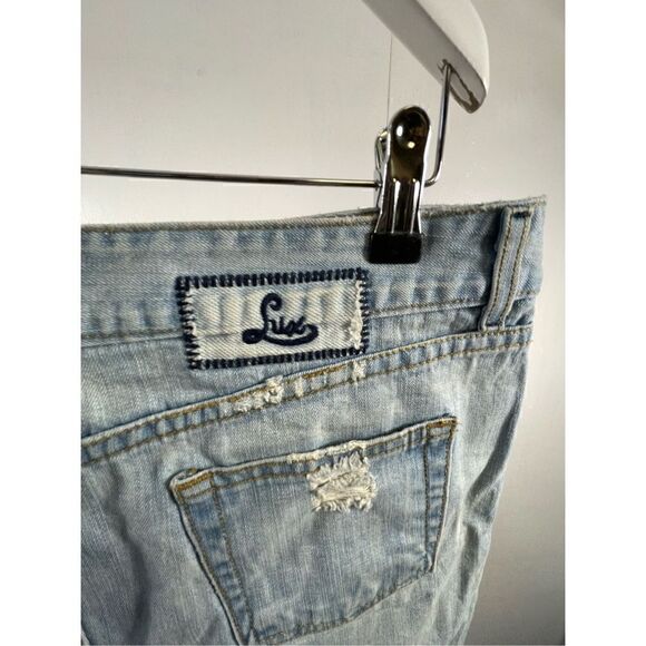 Lux Anthropologie Distressed Denim Skirt Size 9 - Picture 5 of 9